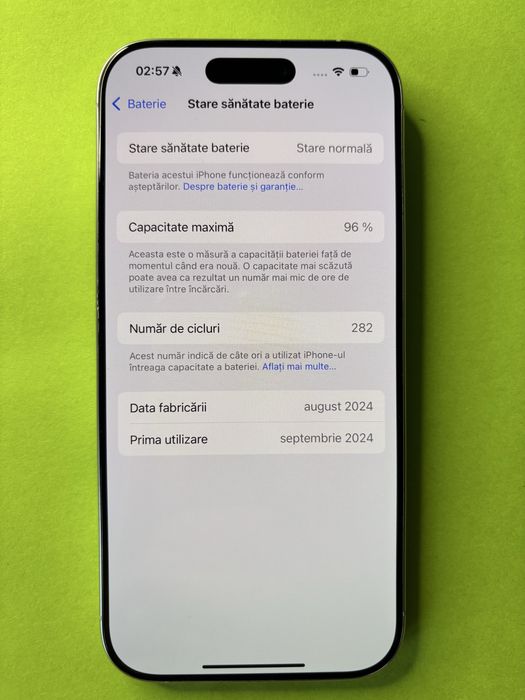 Vând iPhone 16 Pro, capacitate 1TB, culoare White Titanium