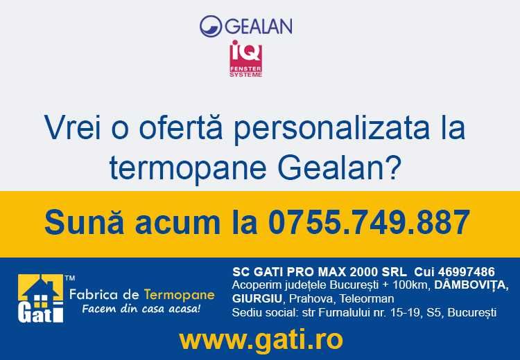 30% REDCUCERE la termopane Gealan în Românești. Cere oferta GRATUIT