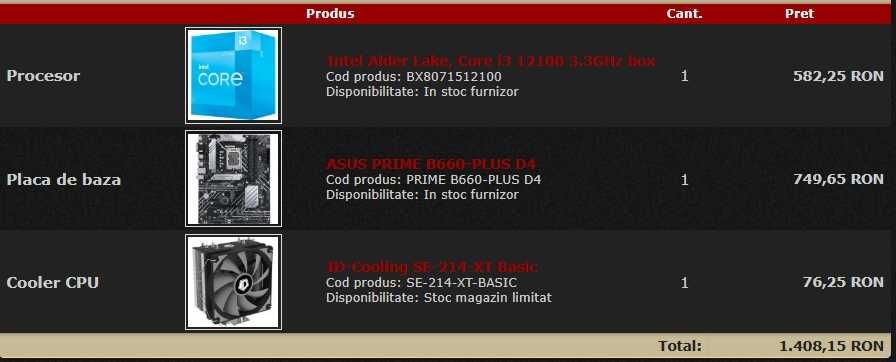 Kit Procesor Intel Core i3 12100 + Placa baza ASUS PRIME B660-PLUS D4