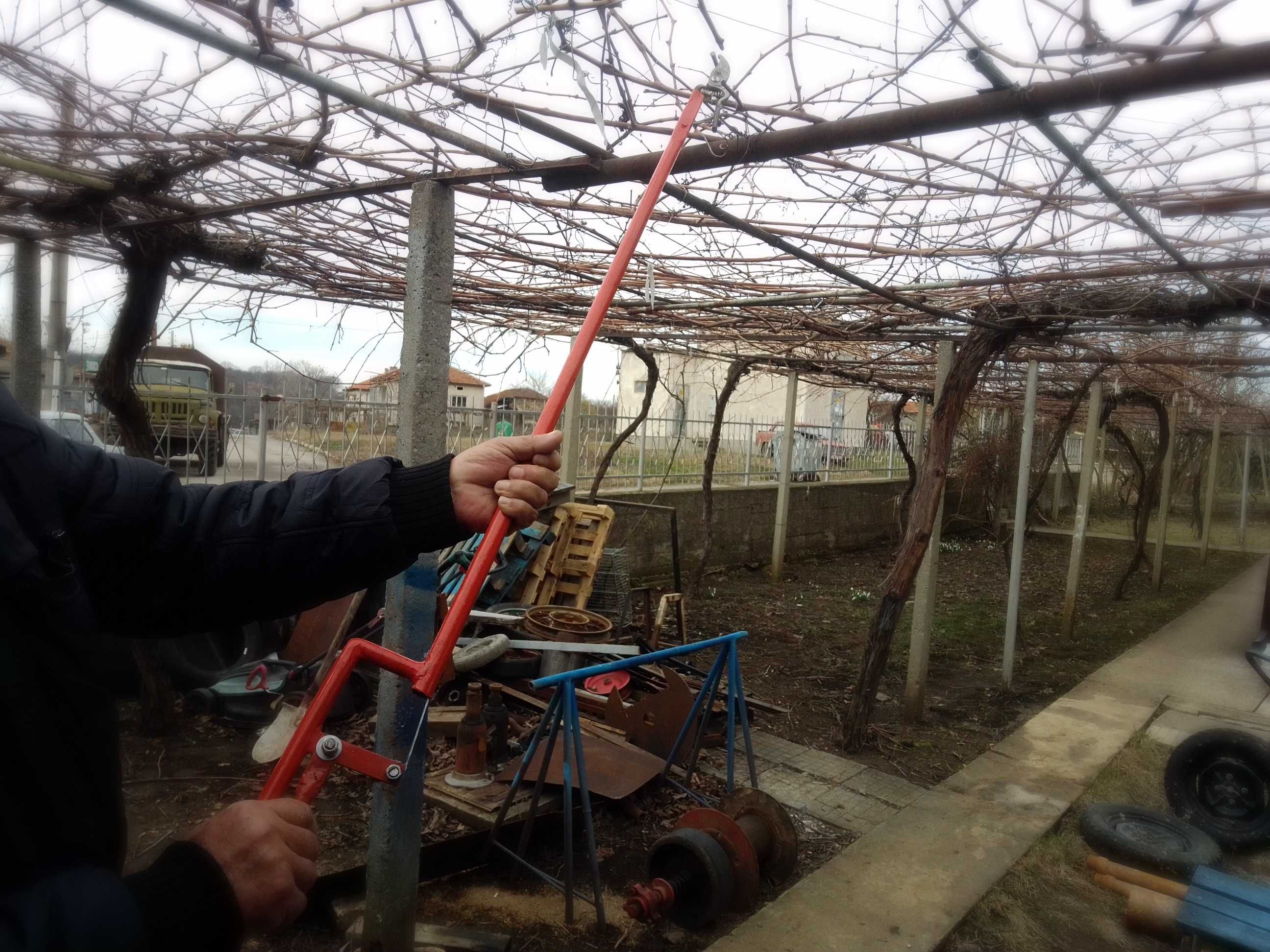 Удължена лозарска ножица и щипка