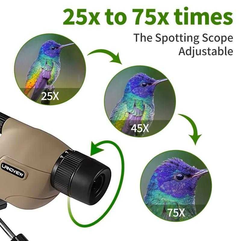 Бежов 25-75×60 зрителен телескоп Zoom TelescopeМощен водоустойчивBAK4