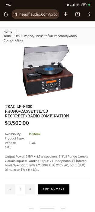 Teac LP-R500 Pickup - Casetă - Radio - CD cu înregistrare