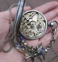 Швейцарски сребърен джобен часовник Skeleton Gothic 1850 г