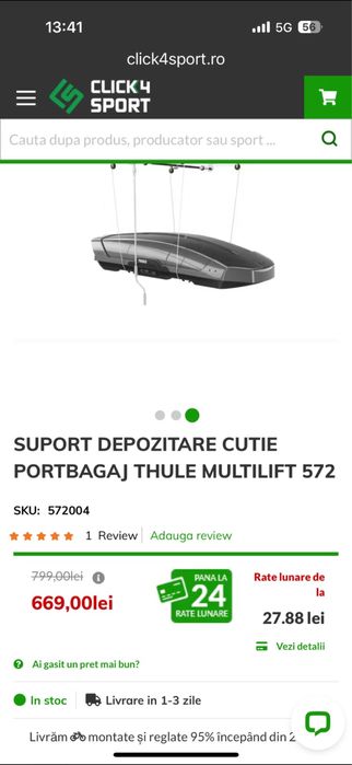 Lift(suport depozitare)portbagaj cutie Thule