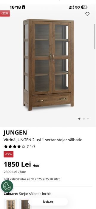Vitrină JUNGEN 2 uși 1 sertar stejar sălbatic