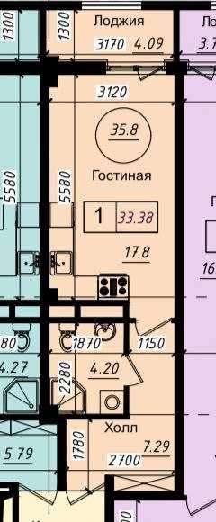 Юнусабад. р-н САМПи Новостройка коробка 27,7 м2  19400 у.е.
