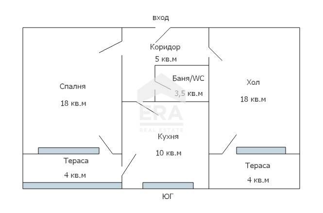 Двустаен, ексклузивен, южен апартамент за продажба, с отделна кухня, в