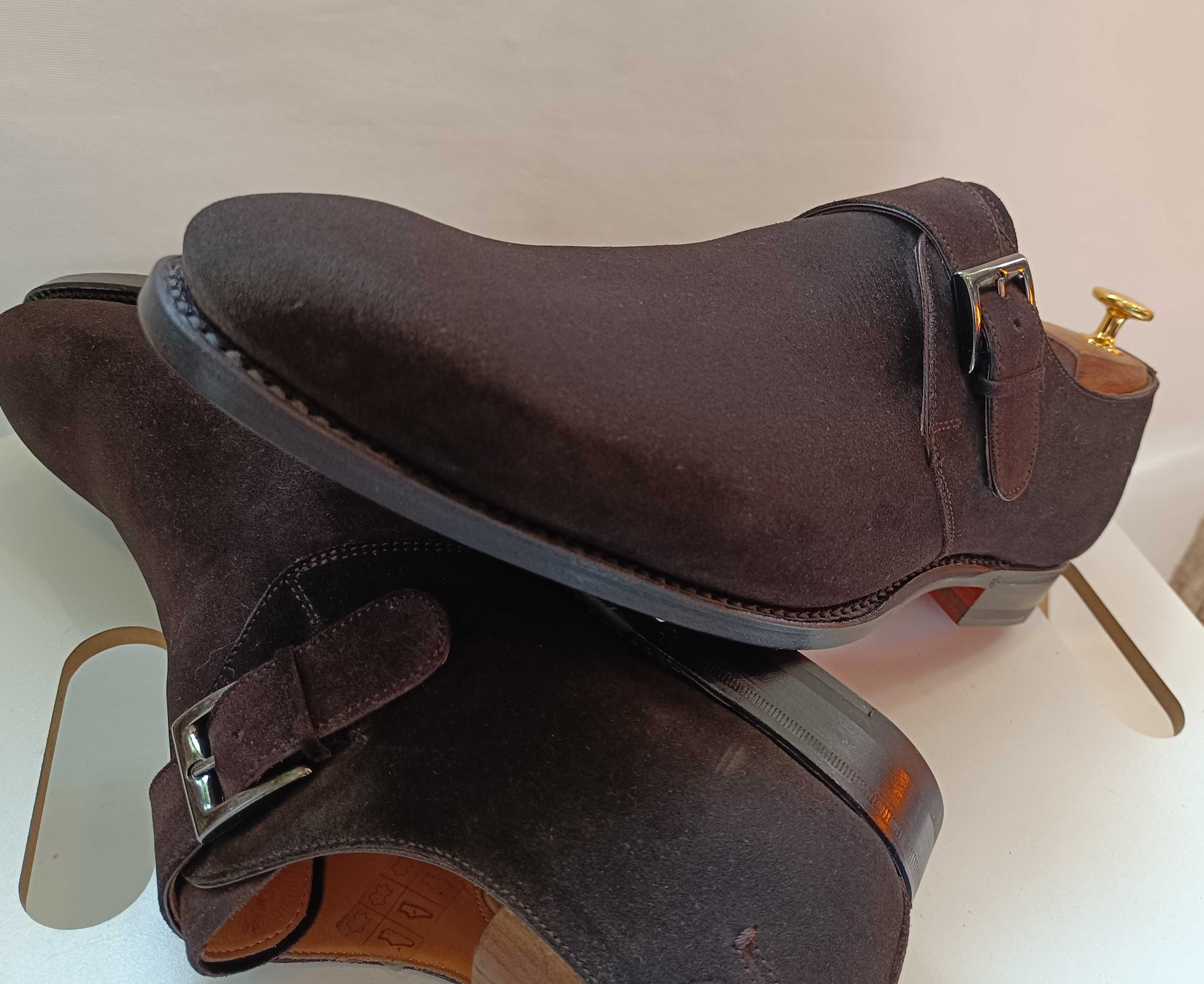 Pantofi de lux 44 44.5 monk GREVE NOI lucrati manual piele naturala