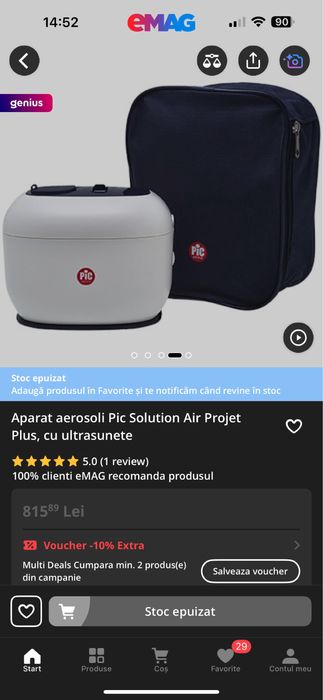 Aparat aerosoli Pic Solution Air Projet Plus, cu ultrasunete