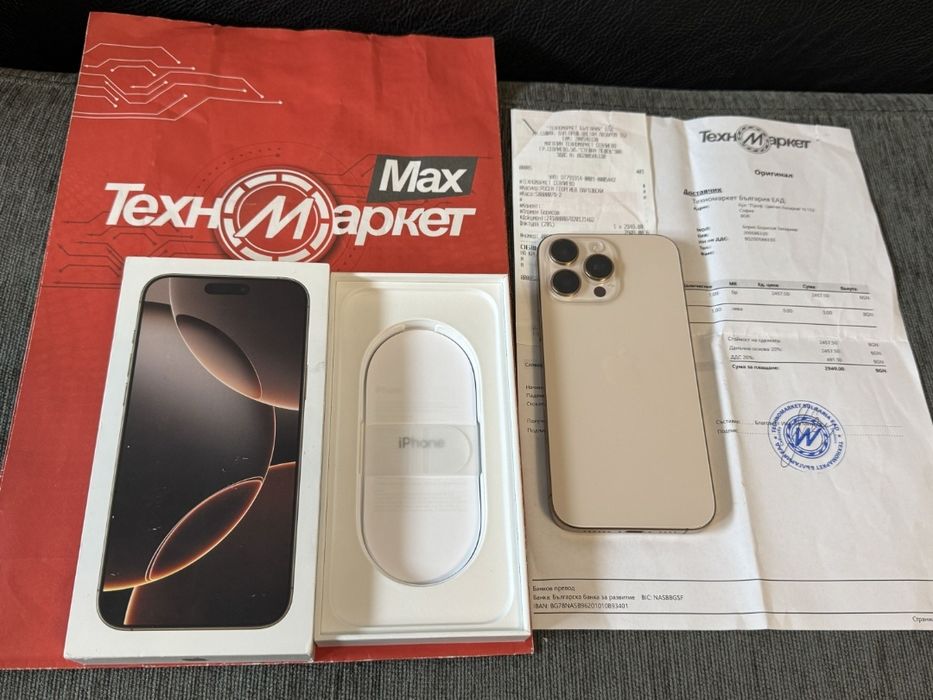 КАТО НОВ 256GB iPhone 16 Pro Max Техномаркет Гаранция 2026 Desert