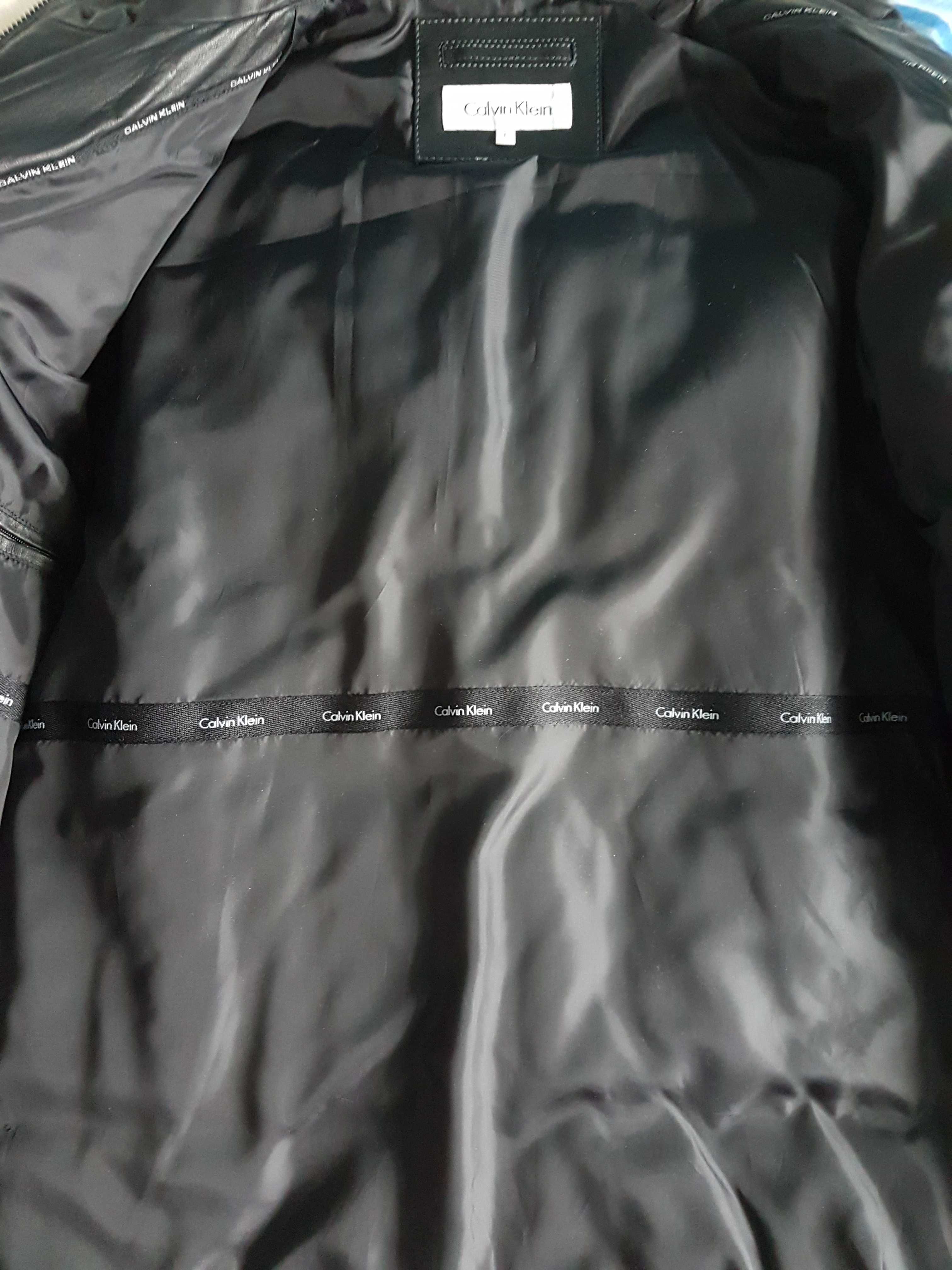 Ново мъжко оригинално кожено яке Calvin Klein естествена кожа размер L