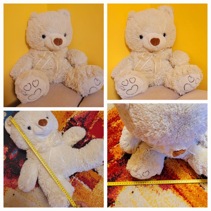Urs de Plus Crem Pufos 50cm Inaltime, Lățime +40cm,