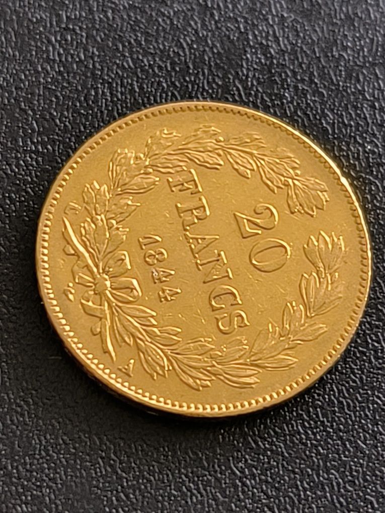 20 франка 1844 год, Луи -Филип I, злато 6.45 гр,900/1000 (21.6 к)