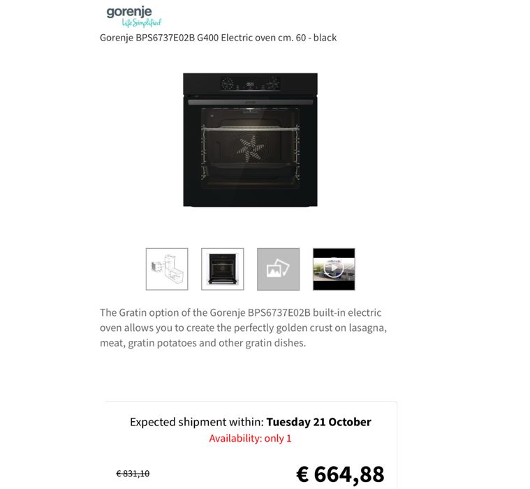 Cuptor electric încorporabil Gorenje BPS6737E02B