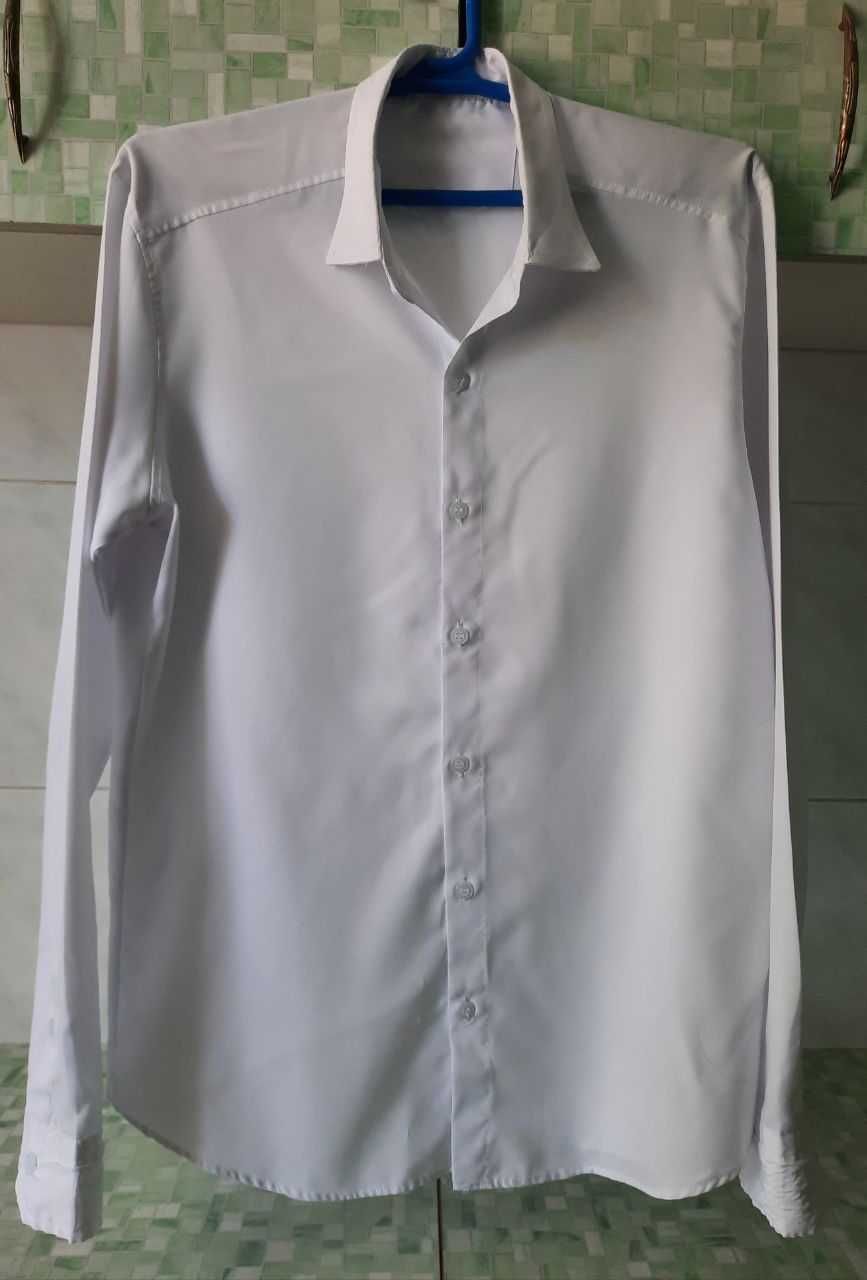 Голубая+Белая Мужская РУБАШКА Х/Б фирма Zara и Abb 2XL 48 из Турции