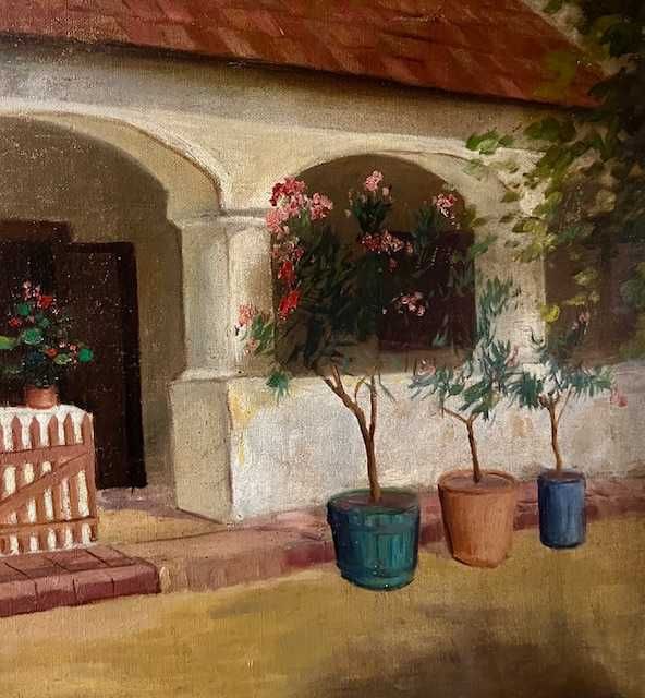 SUPERB! Tablou vechi, Ujváry Ferenc (1898-1971) ulei/pz MARE, 80x60c+R