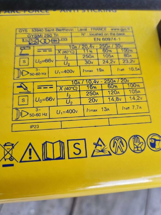 Aparat de sudura Gys Inverter 250 Tri