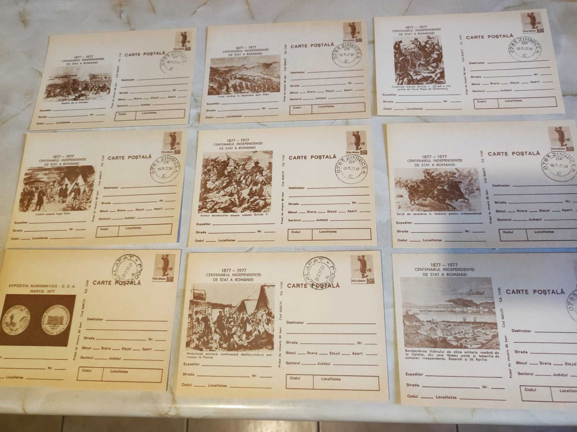 Carti postale, plicuri, Independenta Romaniei 1977, stampilate sau ne