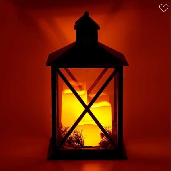 Коледен декоративен фенер Mercado Trade, LED свещи, Бронз