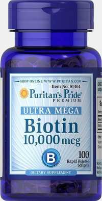 Биотин, 10,000 мкг, 100капсул из Америки