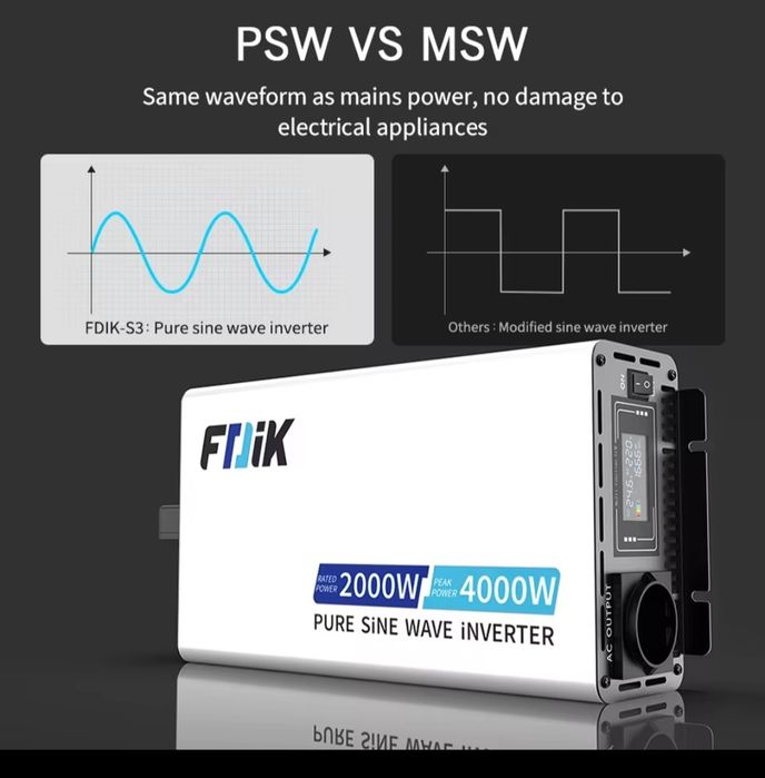 Invertor Sinus Pur FDYK 4000W/ 12 Vcc sau 24Vcc ~ 220Vca