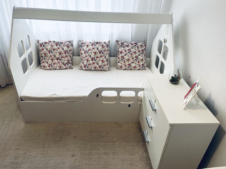 VAND PAT casuta alb lucios+somiera+saltea