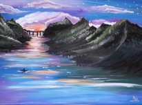 Pictura in culori acrilice "Lilac Sky"
