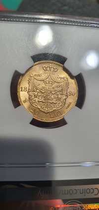 Moneda aur 20 lei 1890 MS62 gradata NGC