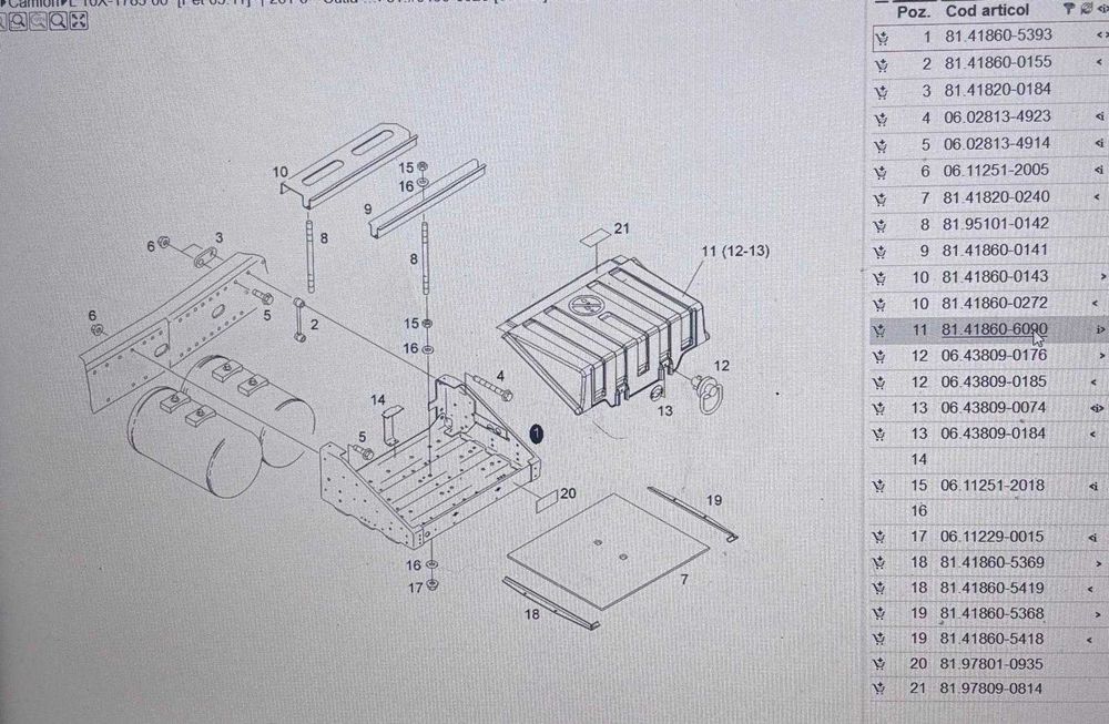 Set cutie baterii cu capac și suporti Original MAN TGX/TGS/TGA 70cm