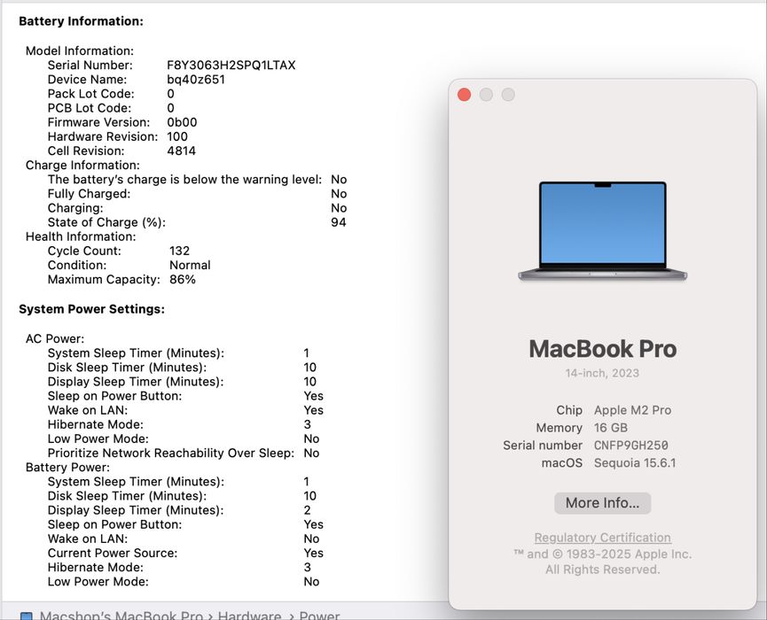 Macbook pro 14 M2 pro 16/512GB