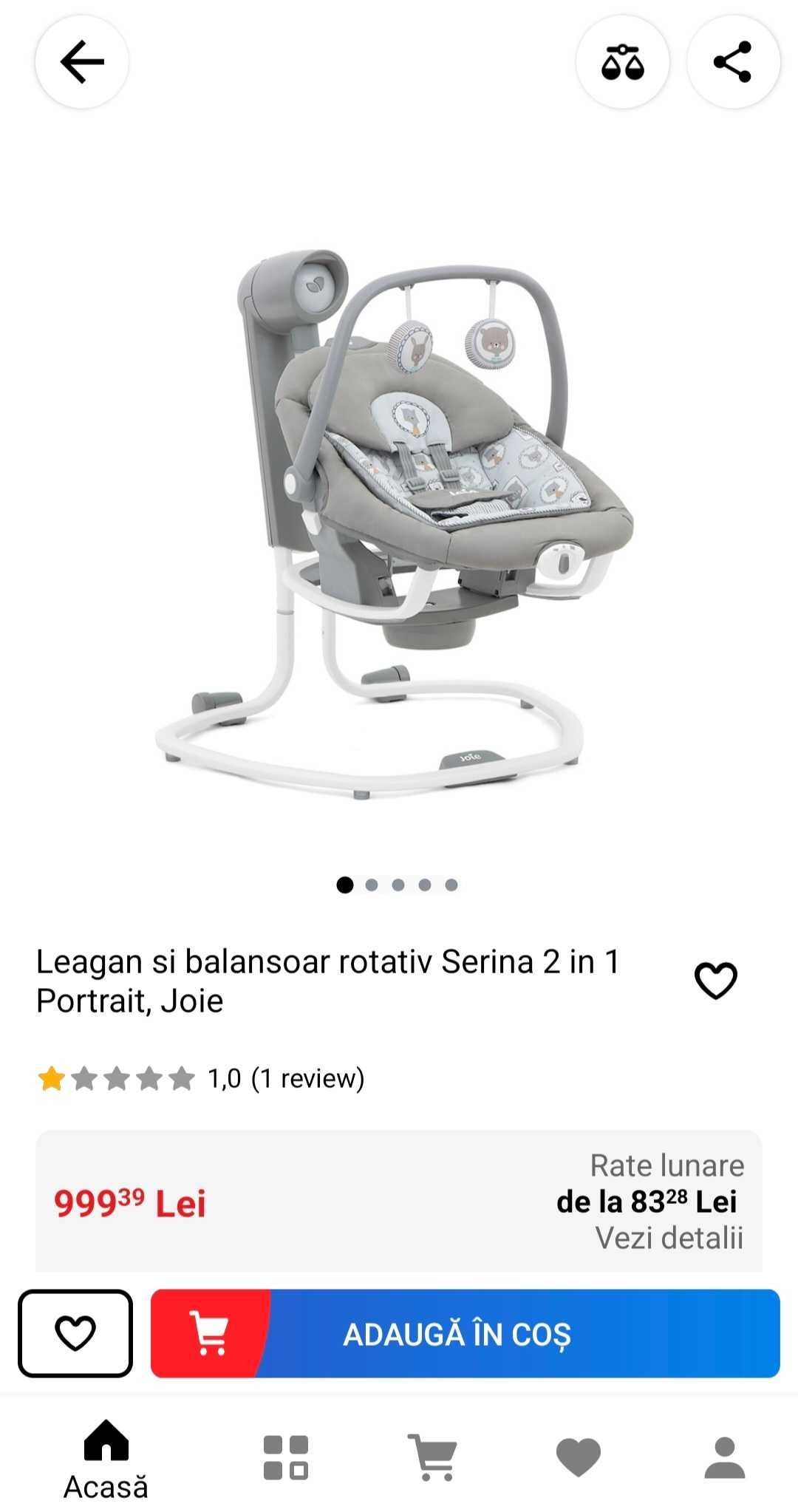 Leagăn şi balansoar rotativ 2 in 1