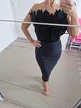 Vand rochie bandage cu pene nou  negru elegant nunta botez
