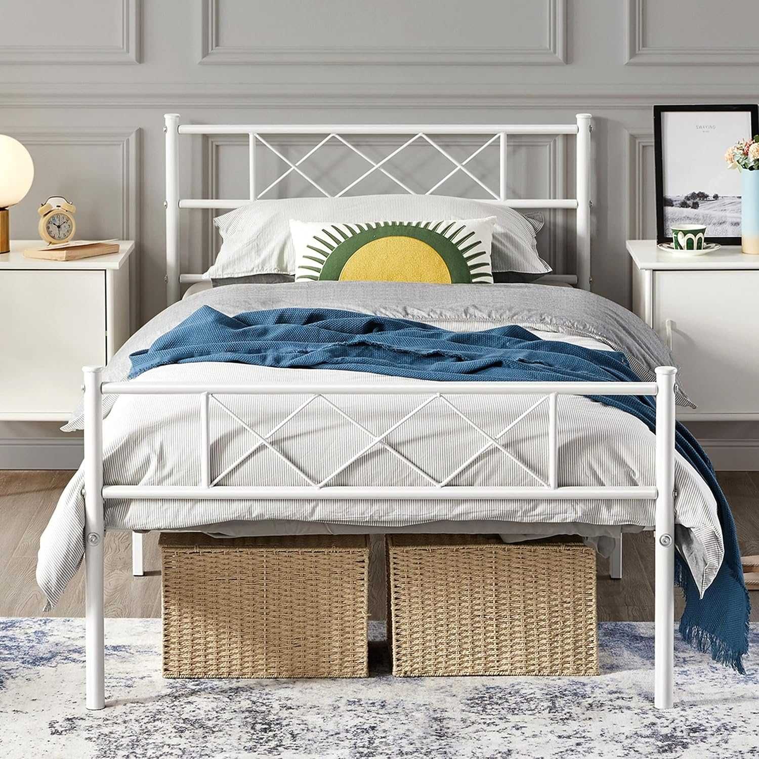 Cadru Pat Metalic Modern, Design Rezistent |YT 613618 White(90x200cm)
