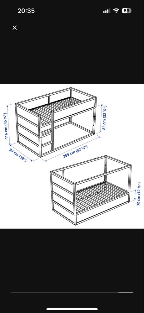 Pat copii reversibil Ikea Kura