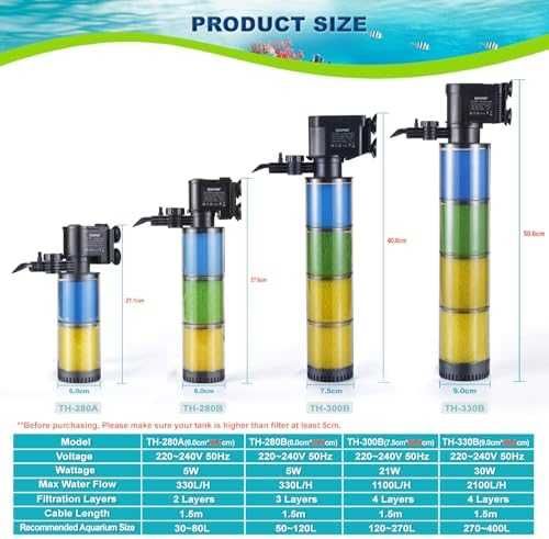 Нов Вътрешен аквариумен филтър 330л/ч, 2-степенен, 30–80L, Weipro