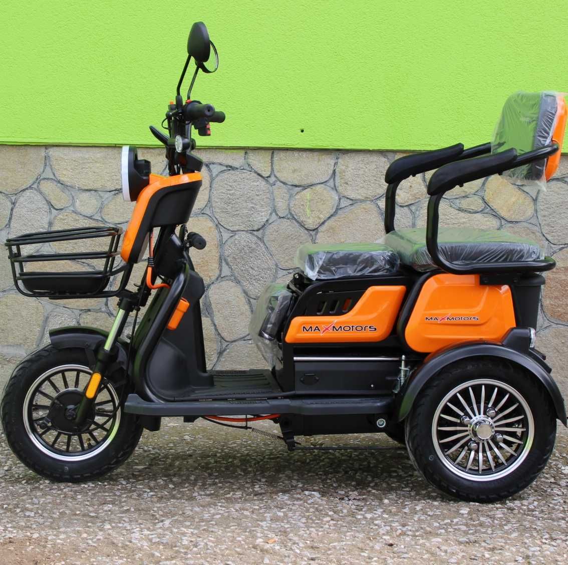 Триместна Електрическа Триколка MaxMotors X1, 1500W, 48V/20Ah, ORANGE