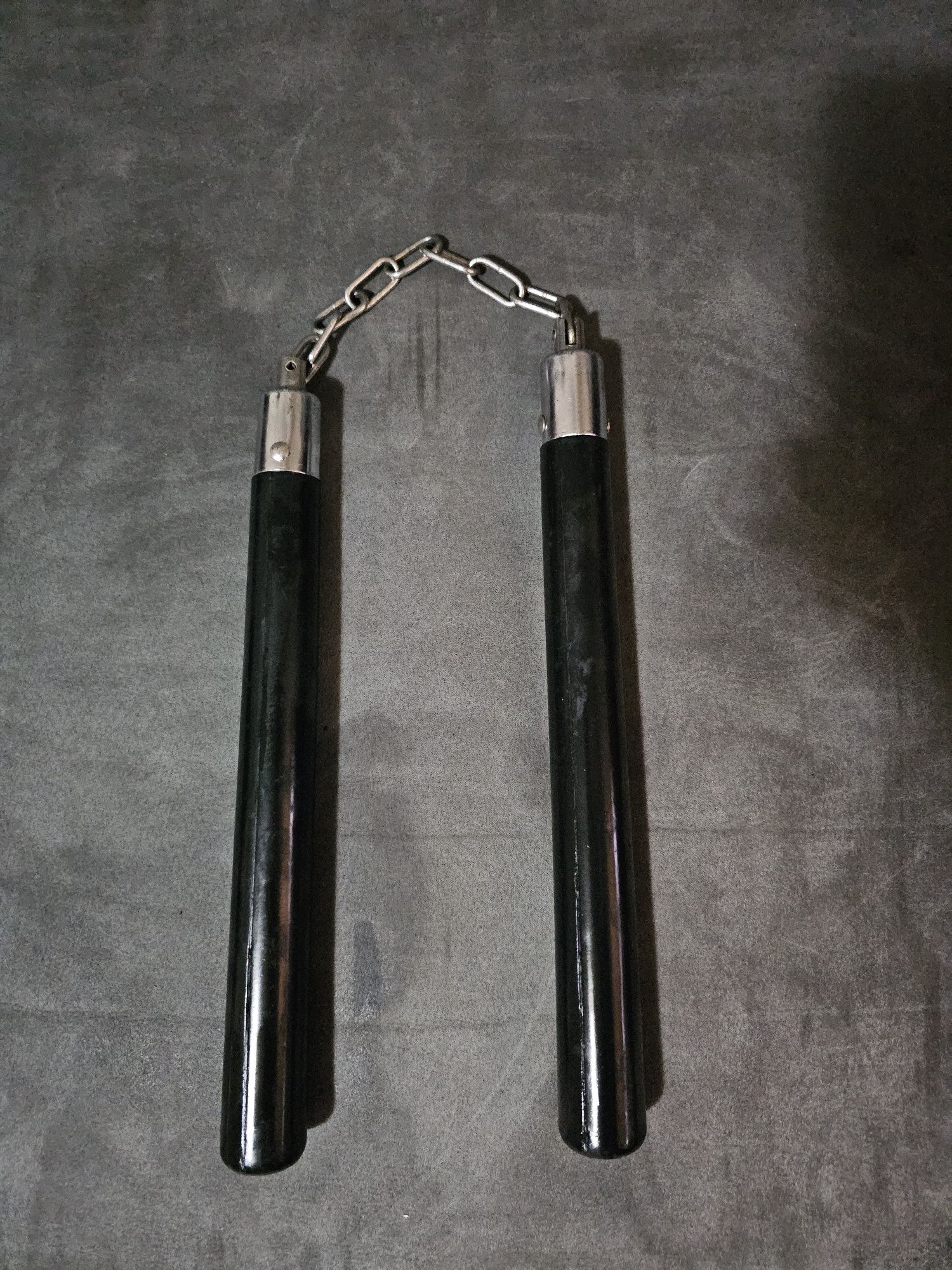 Nunceag-nunchucku, cauciuc, prindere lant, negru, 30 cm