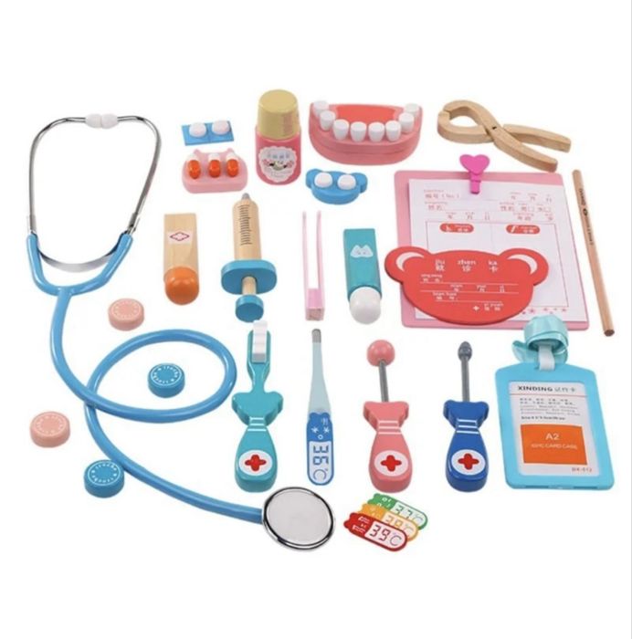Trusa doctor stomatolog de lemn, 36 de piese, NOU