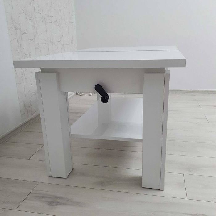 Vand masa MDF - alb lucios - extensibila