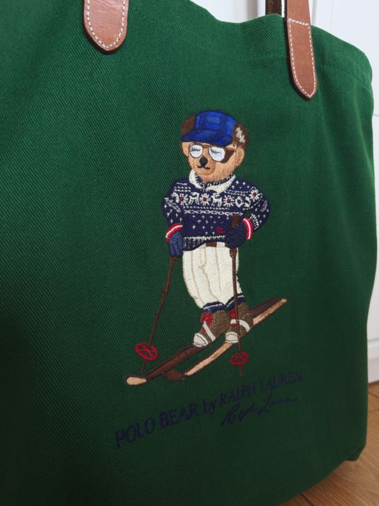 естествена кожа Polo Ralph Lauren чанта Polo Bear пазарска торба