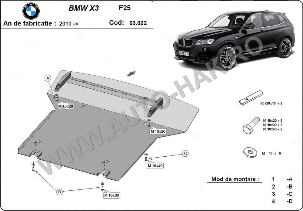 Scut motor metalic Bmw X3 F25 2010 -2017