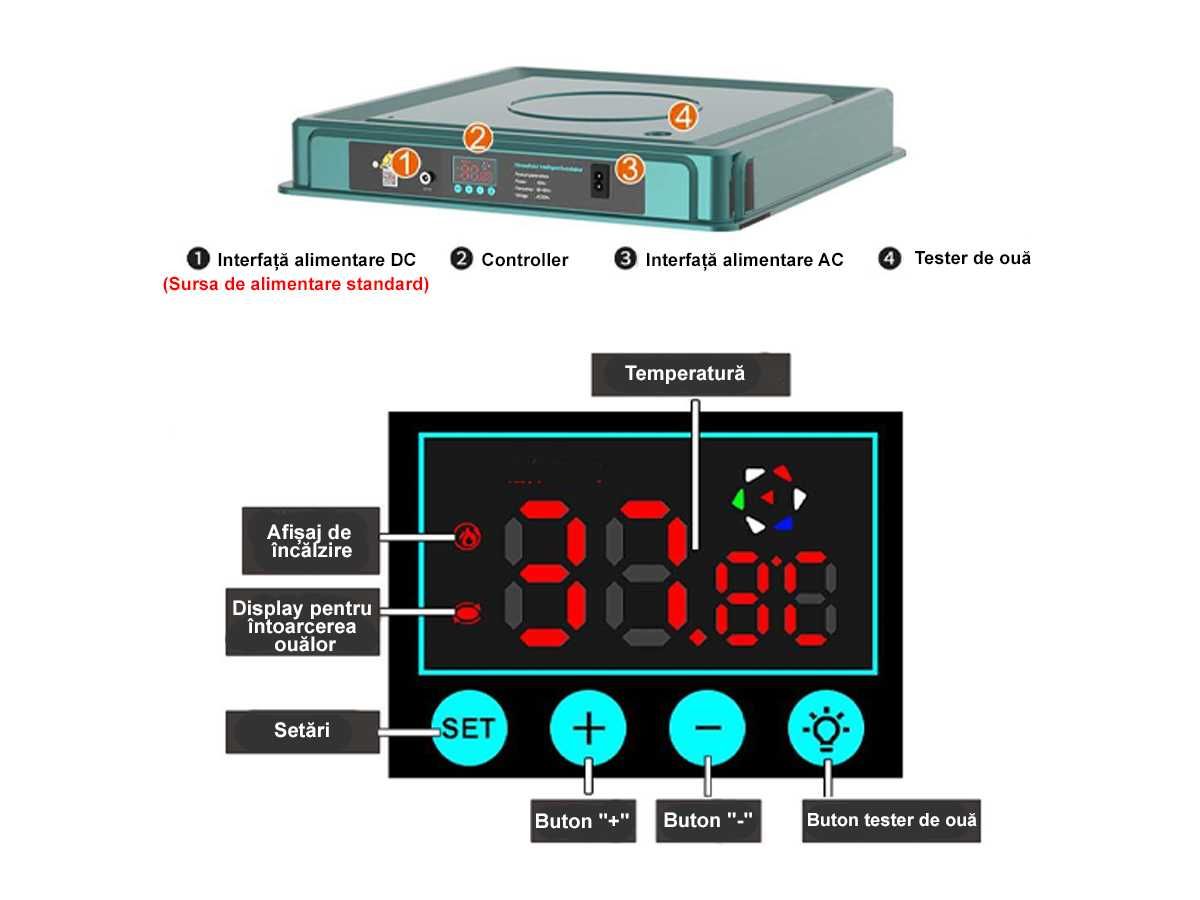 Incubator automat pentru 30 de oua pui Clocitoare rata gisca Eclozator