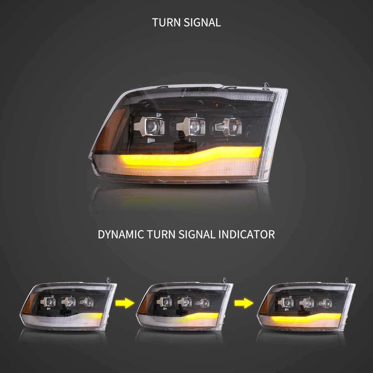 Комплект LED MATRIX фарове с динамични мигачи за Dodge Ram 2009 - 2018