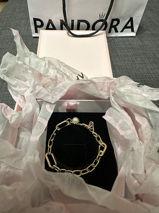 Brățară Pandora placata cu aur+ talisman perla de cultura