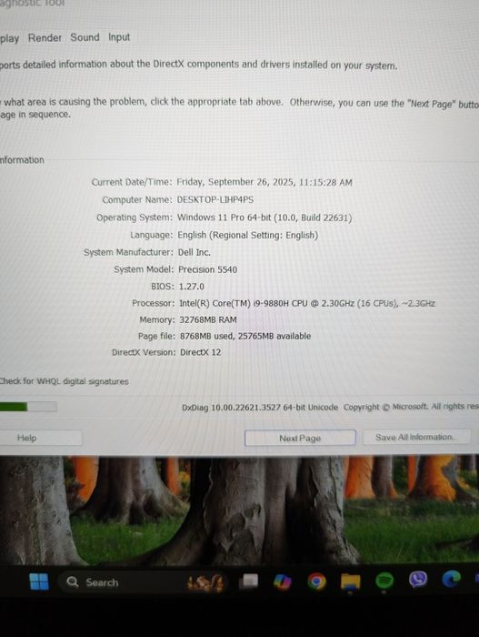 Dell 5540K i9-9880H 32 RAM nVidia 4GB