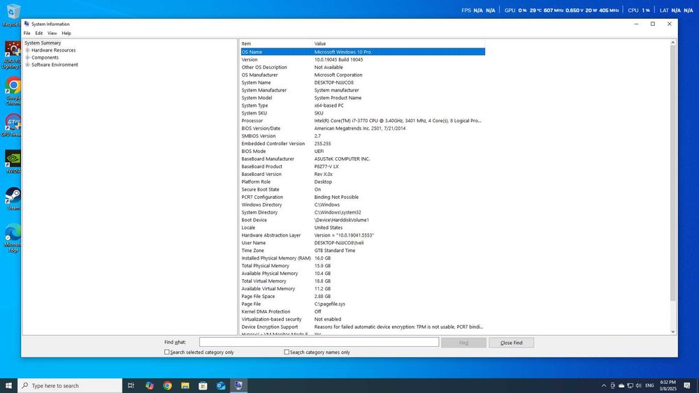 Calculator i7 3770, nVidia GTX 1070, 16GB RAM, 1TB HDD, 500gb SSD