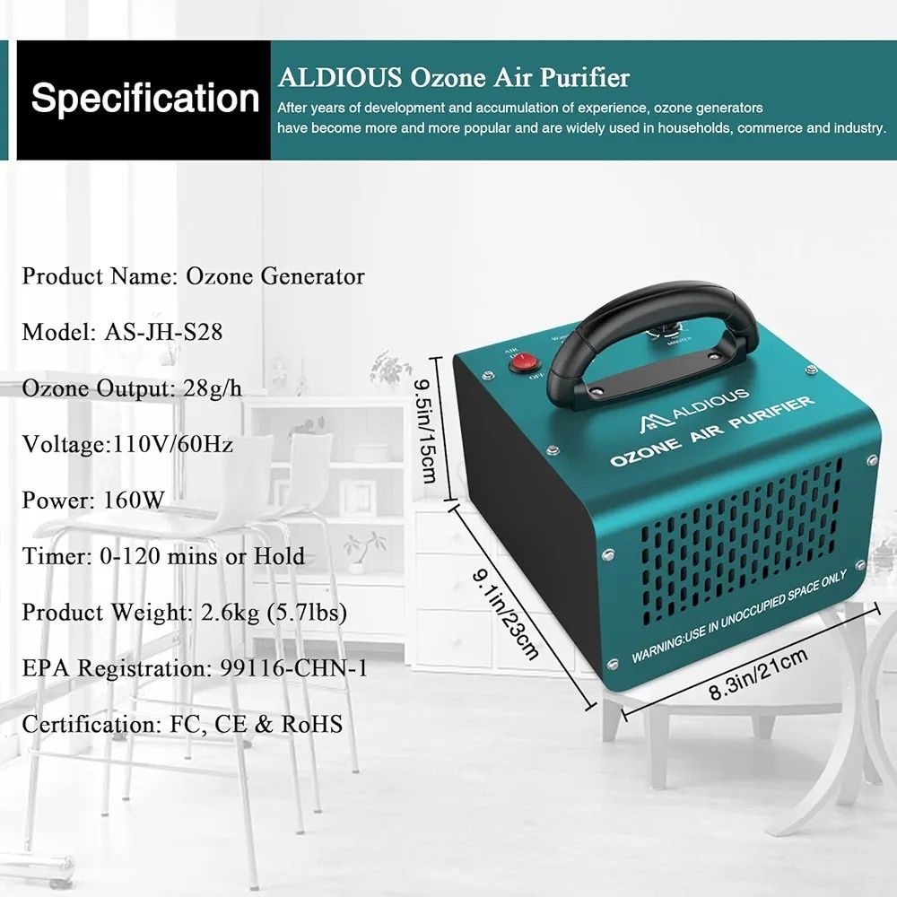 ALDIOUS Индустриален озонов генератор с висок капацитет - 28000 мг/ч,