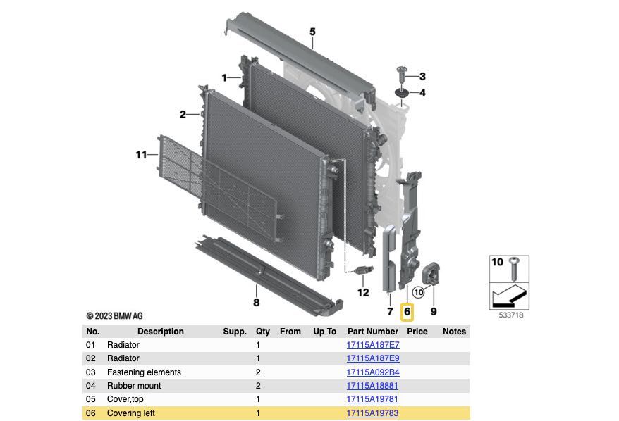 Държач за радиатора BMW G60/61/68/70