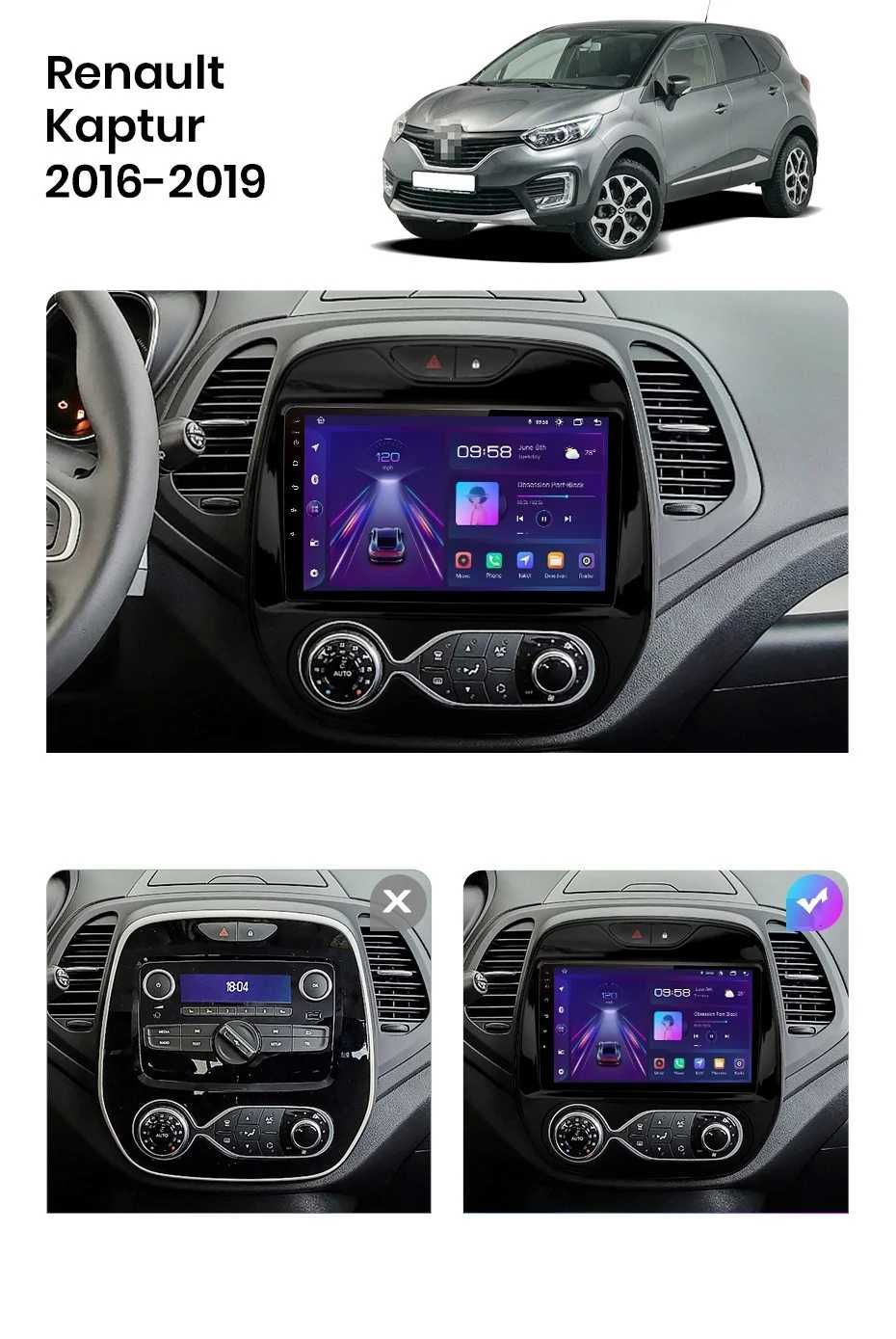 Navigatie Android Dedicata Renault Captur, 9Inch, Bluetooth,WiFi,Waze