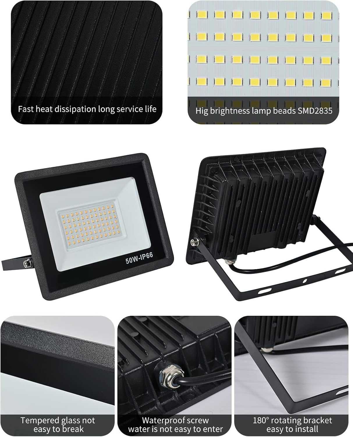 НОВИ! Външни LED прожектори 30W, 3000 лумена, студено бяло, 2 бр/к-кт